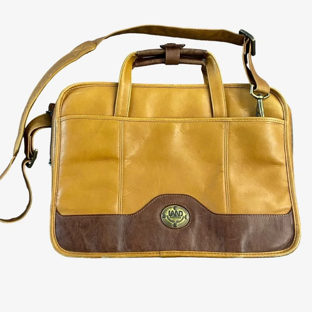 Vintage Land Santa Fe Leather Briefcase Laptop Bag